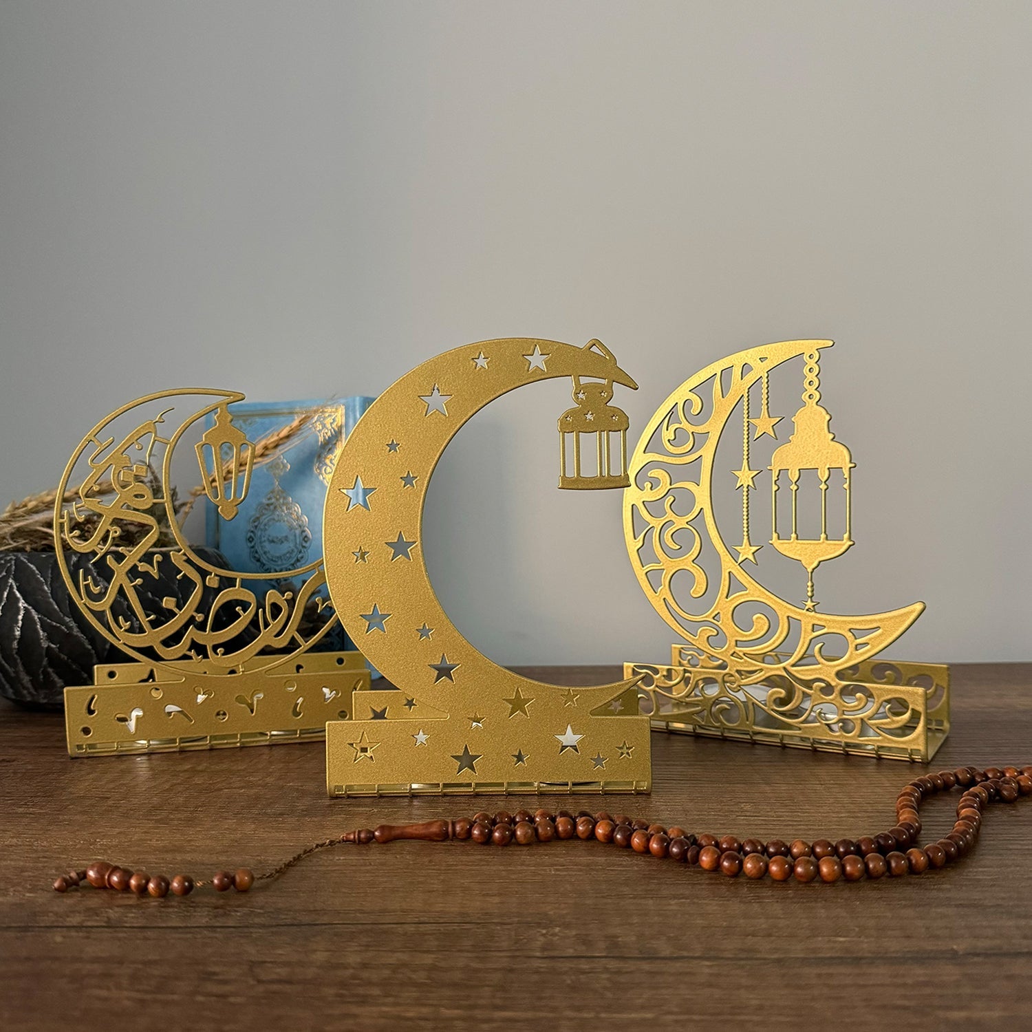 Ramadan Kareem - Eid Mubarak - Metal Islamic Candle Holder - Set of 3- MIN134