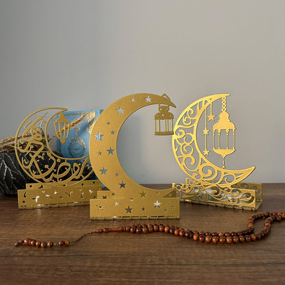 Ramadan Kareem - Eid Mubarak - Metal Islamic Candle Holder - Set of 3- MIN134