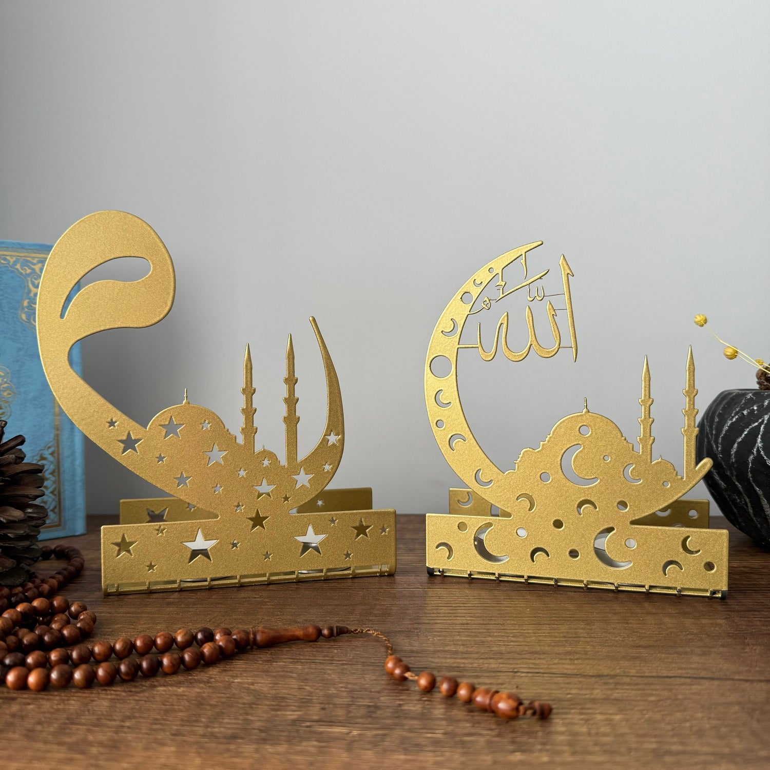 Eid Decoration - Ramadan Mubarak - Metal Islamic Candle Holder - Set of 2 - MIN136