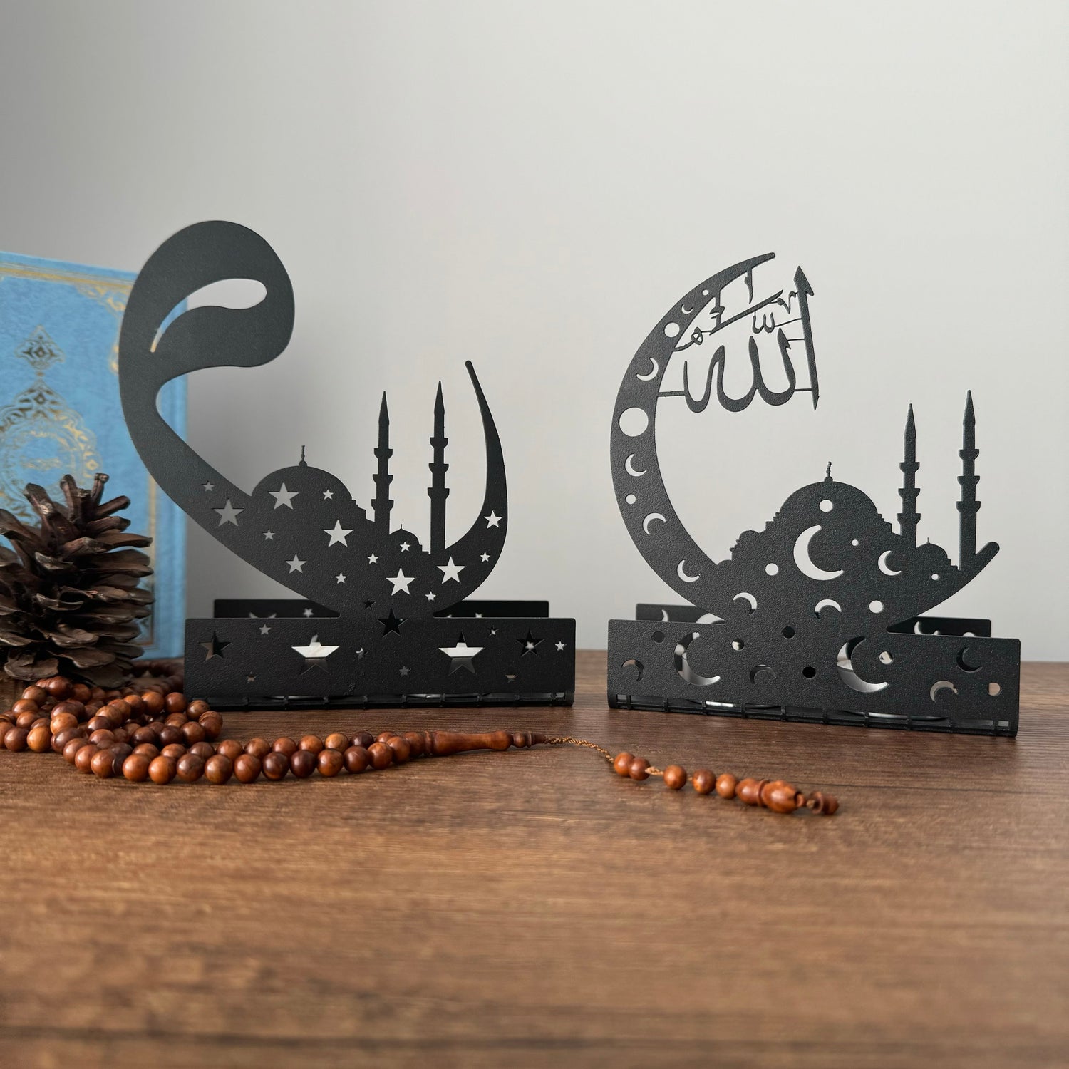 Eid Decoration - Ramadan Mubarak - Metal Islamic Candle Holder - Set of 2 - MIN136