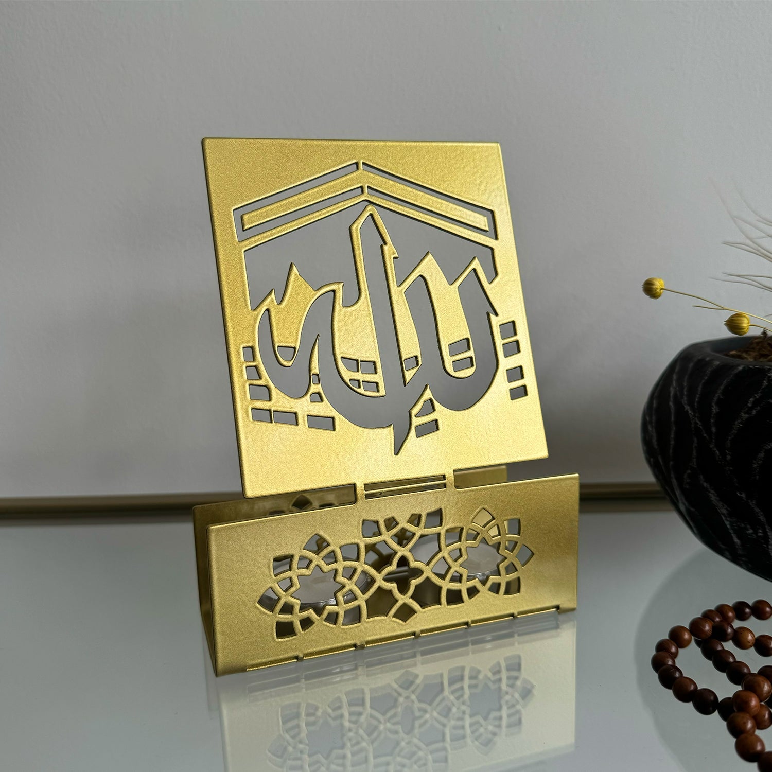 Allah and Kaaba - Metal Islamic Candle Holder - MIN146