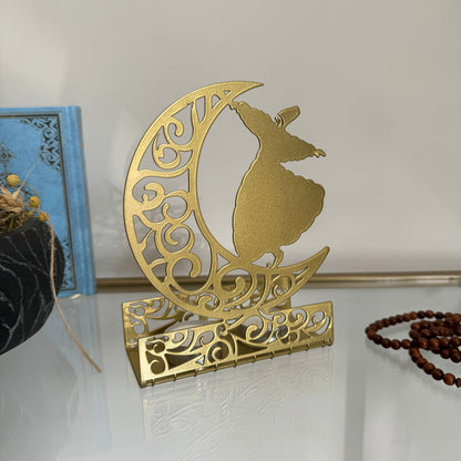 Whirling Dervish and Crescent - Semazen - Metal Islamic Candle Holder - MIN138