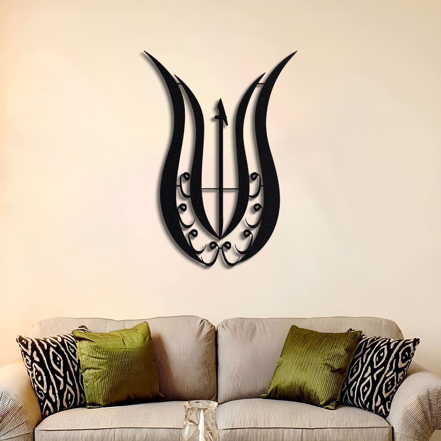 Alif and Tulip - Sufic Metal Islamic Wall Art - MIN154